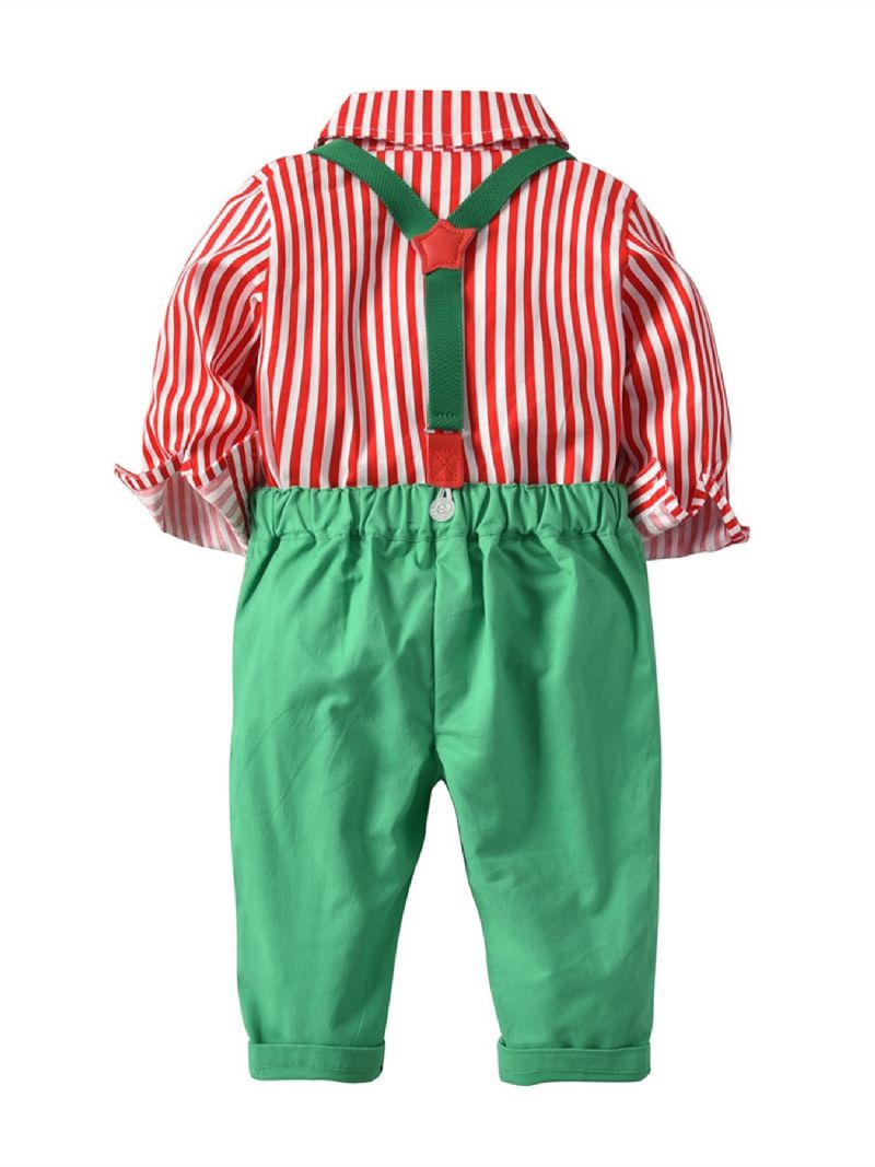 Gutter Christmas Striped Print Sløyfe Gentleman Overall Set