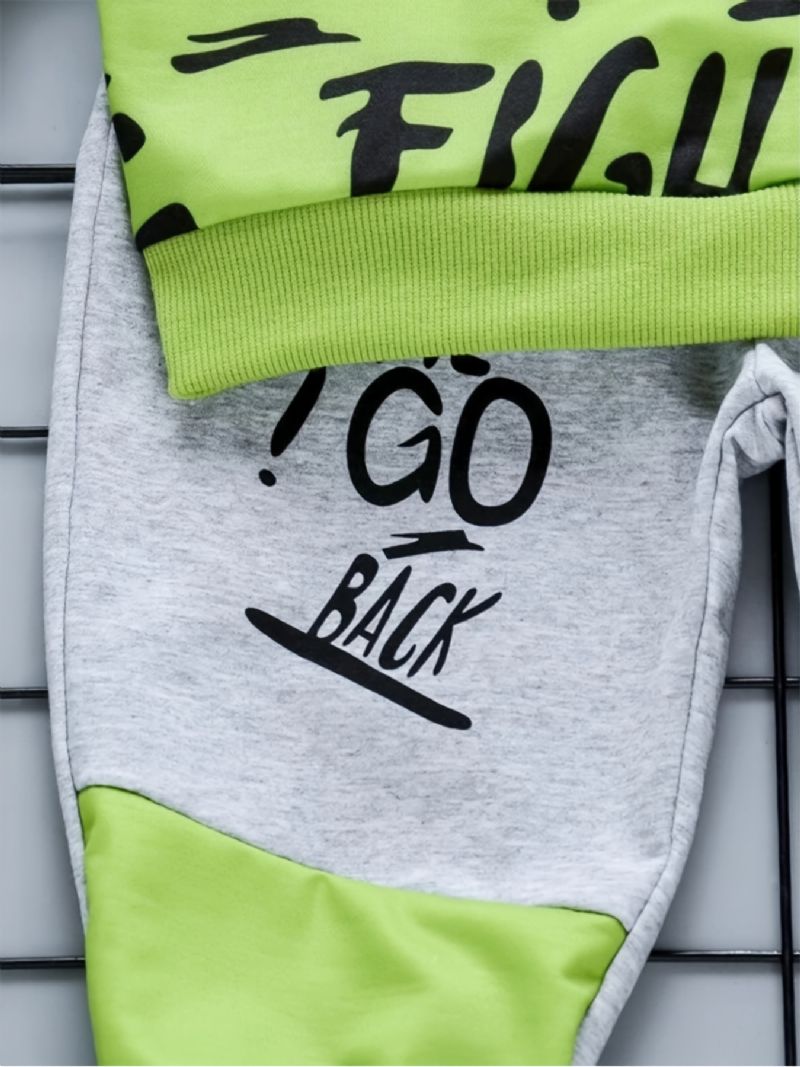 Gutter Graffiti Print Pullover Sweatshirt & Color Block Pants Set Barneklær