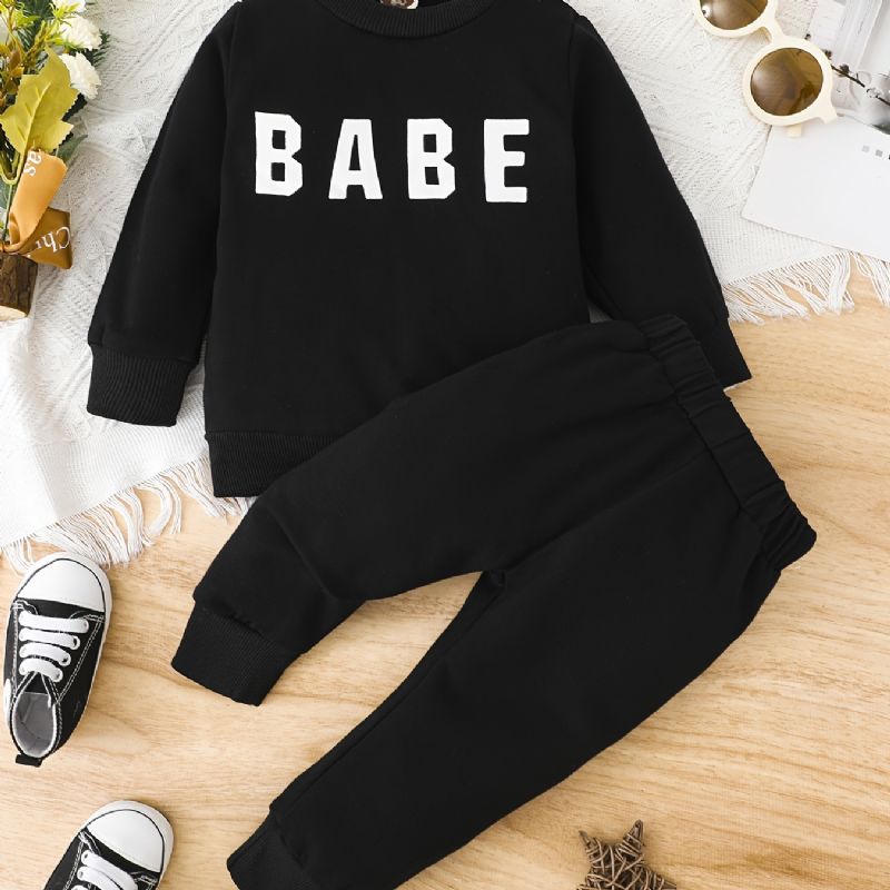 Gutter Jenter Casual Active Sett Med Babe Print Sweatshirt & Sweatpants Til Vinter