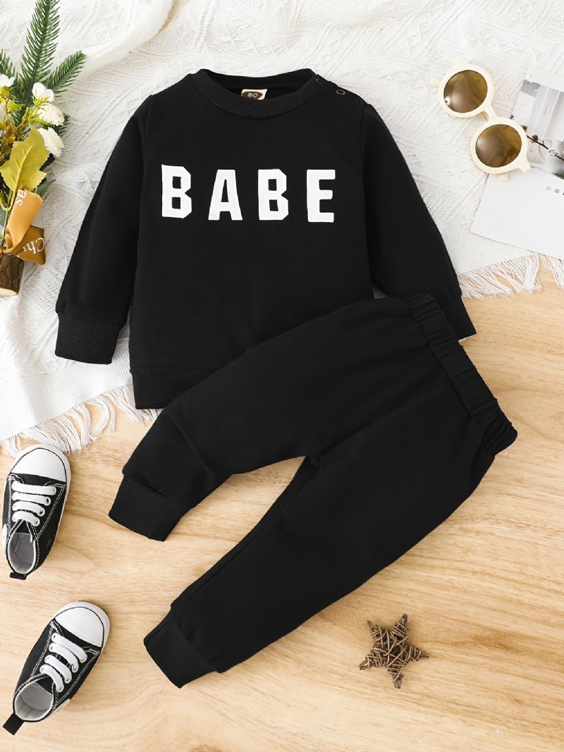 Gutter Jenter Casual Active Sett Med Babe Print Sweatshirt & Sweatpants Til Vinter