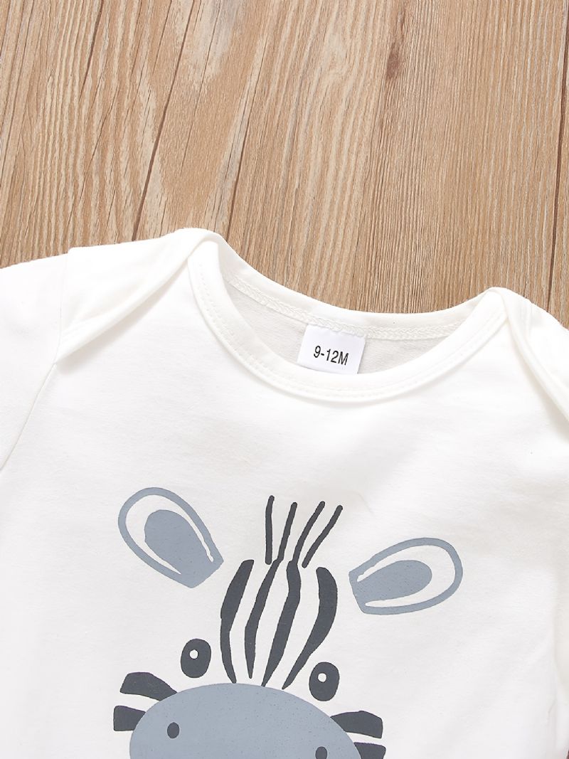 Gutter Langermet Bodysuit Romper + Hettegenser + Matchende Buksesett Babyklær Antrekk Jumpsuit