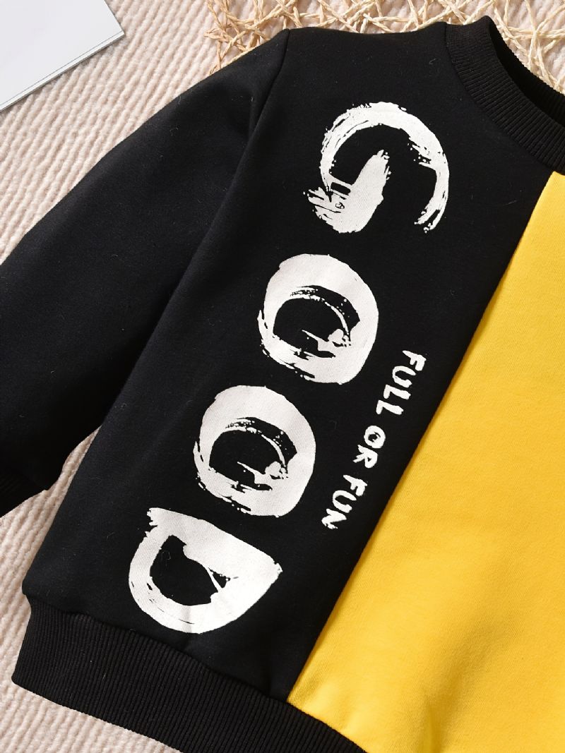 Høst Og Vinter Gutter Casual Colorblock Letter Print Rund Hals Sweatshirt Sets