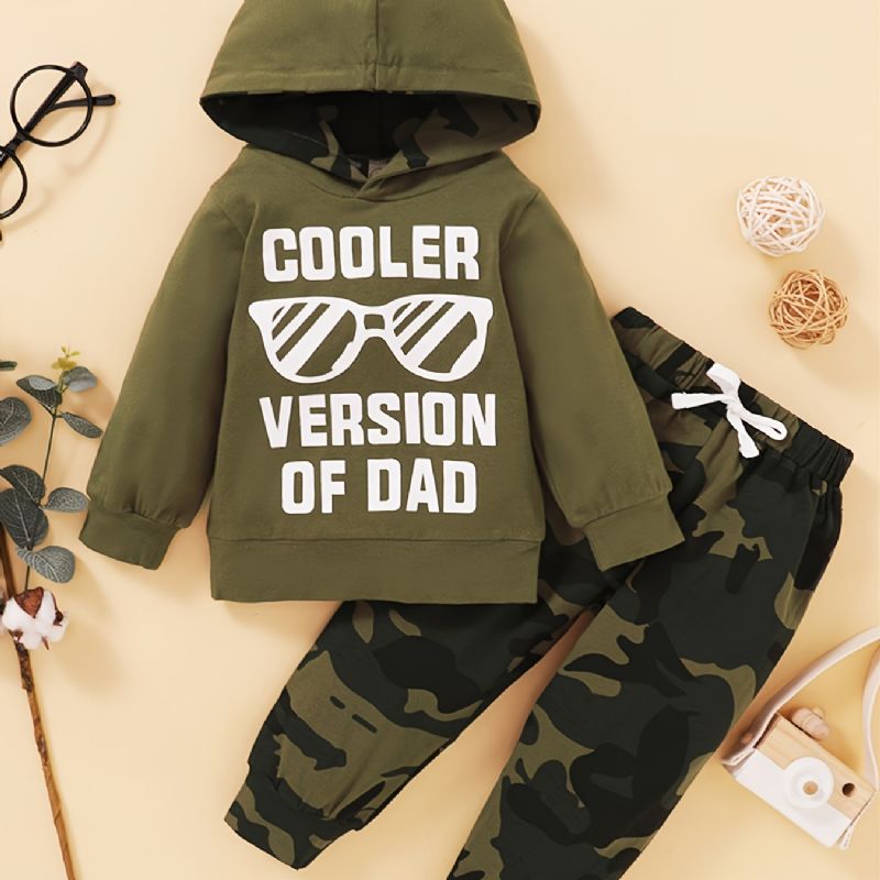 Høst Vinter Ny Baby Gutter Casual Camouflage Hette Print Todelt Sett