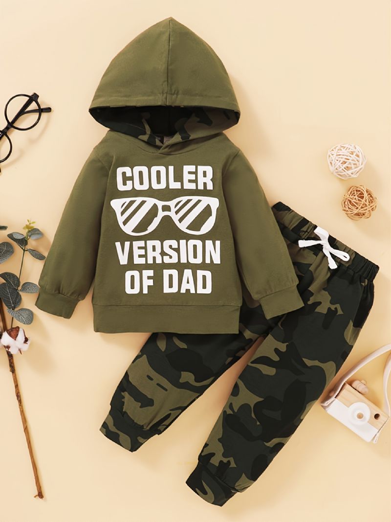 Høst Vinter Ny Baby Gutter Casual Camouflage Hette Print Todelt Sett