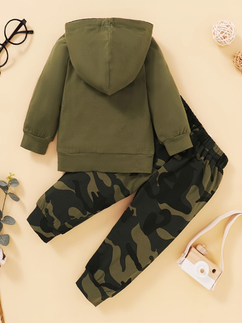 Høst Vinter Ny Baby Gutter Casual Camouflage Hette Print Todelt Sett