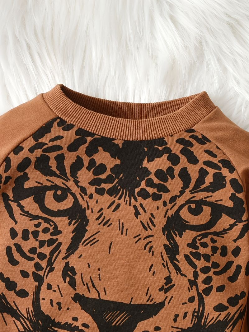 Høst Vinter Nye Gutter Print Crew Neck Sweatshirt Buksesett