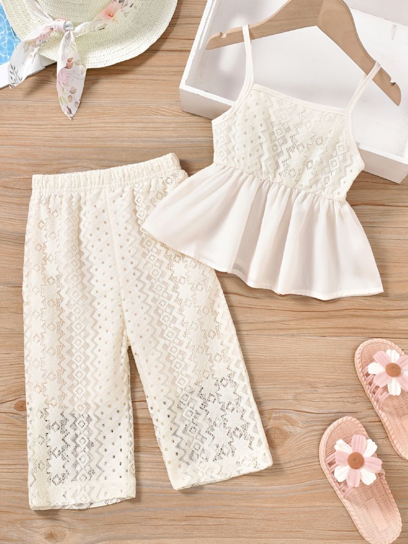 Jent White Lace Camisole + Wild Leg Pants Set Baby Clothes Outfit