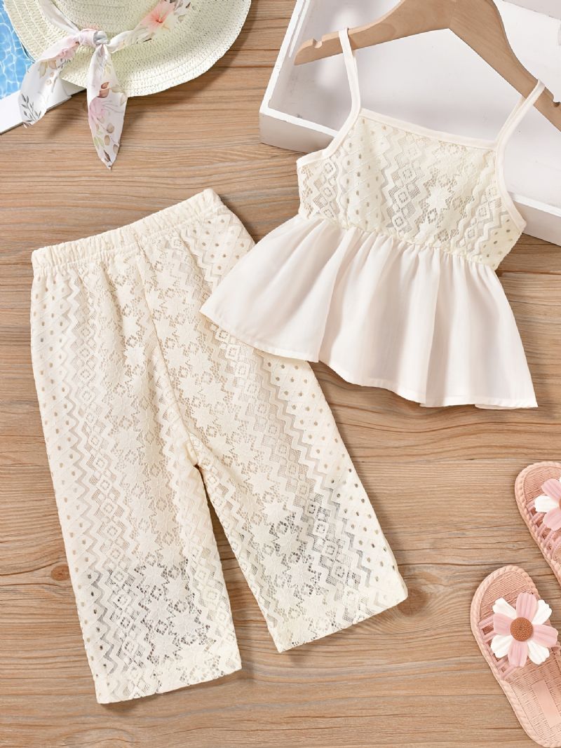 Jent White Lace Camisole + Wild Leg Pants Set Baby Clothes Outfit