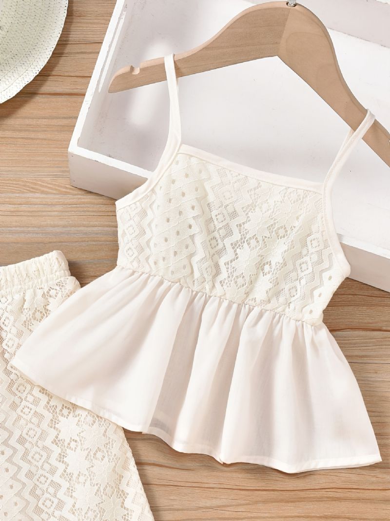 Jent White Lace Camisole + Wild Leg Pants Set Baby Clothes Outfit