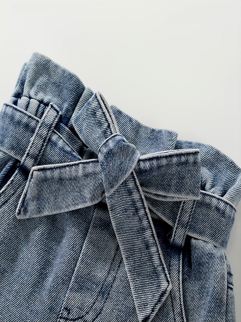 Jenter Denim Glidelås Beskåret Topp Og Shorts Og Belte 3-delers Sett