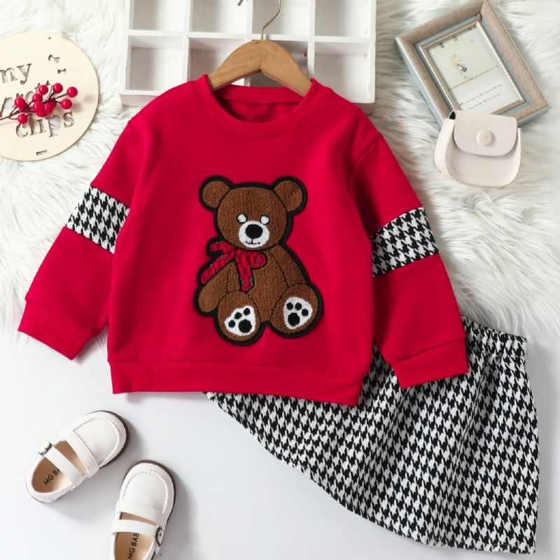 Jenter Fleece Bear Sweatshirt Skjørt Sett