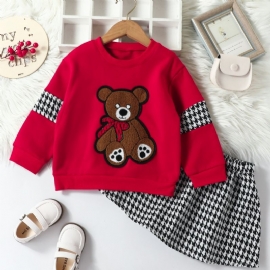 Jenter Fleece Bear Sweatshirt Skjørt Sett