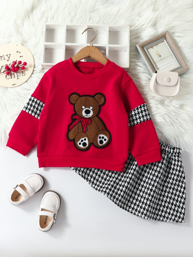 Jenter Fleece Bear Sweatshirt Skjørt Sett