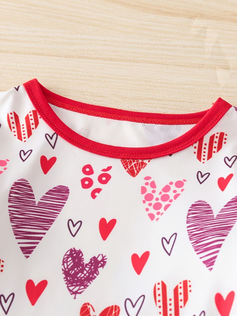 Jenter Heart Print Langermet Toppbuksesett