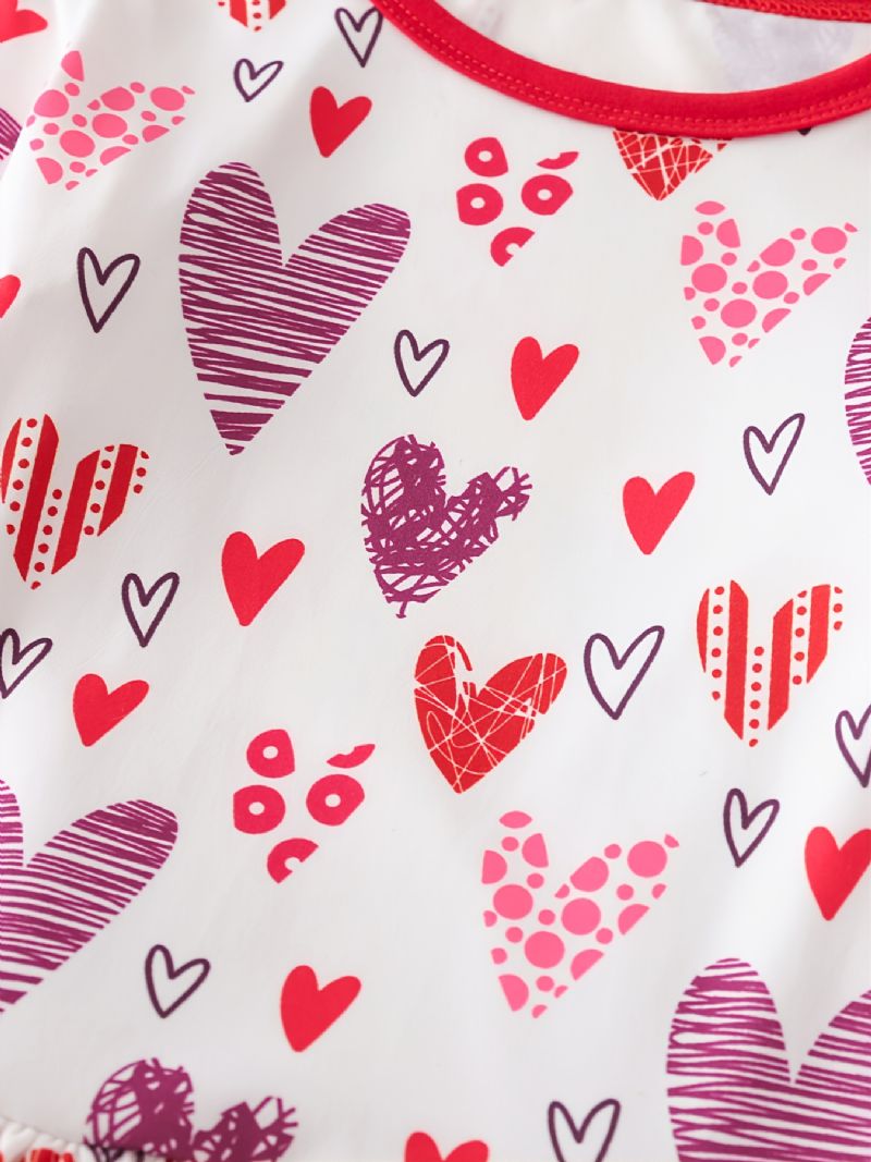 Jenter Heart Print Langermet Toppbuksesett