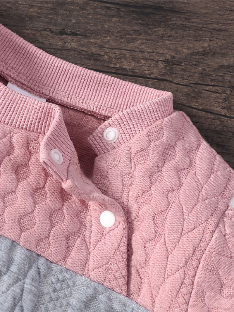 Jenter Patchwork Langermet Sweatshirt Og Matchende Buksesett