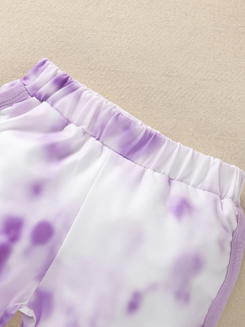 Jenter Purple Tank Top + Tie Dye Shorts Set Babyklær Til Sommeren