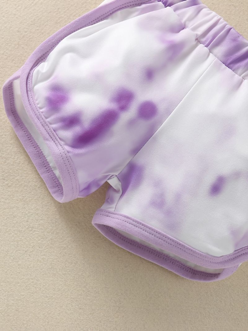 Jenter Purple Tank Top + Tie Dye Shorts Set Babyklær Til Sommeren