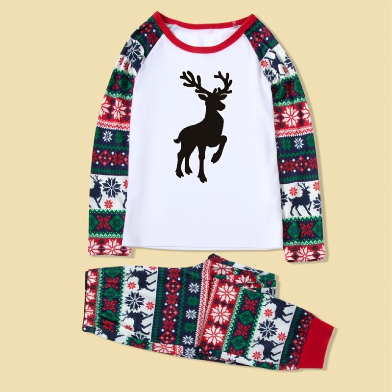 Juleforeldre-barn Uformelle Santa Elg Print Pyjamas Sett