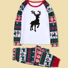 Juleforeldre-barn Uformelle Santa Elg Print Pyjamas Sett