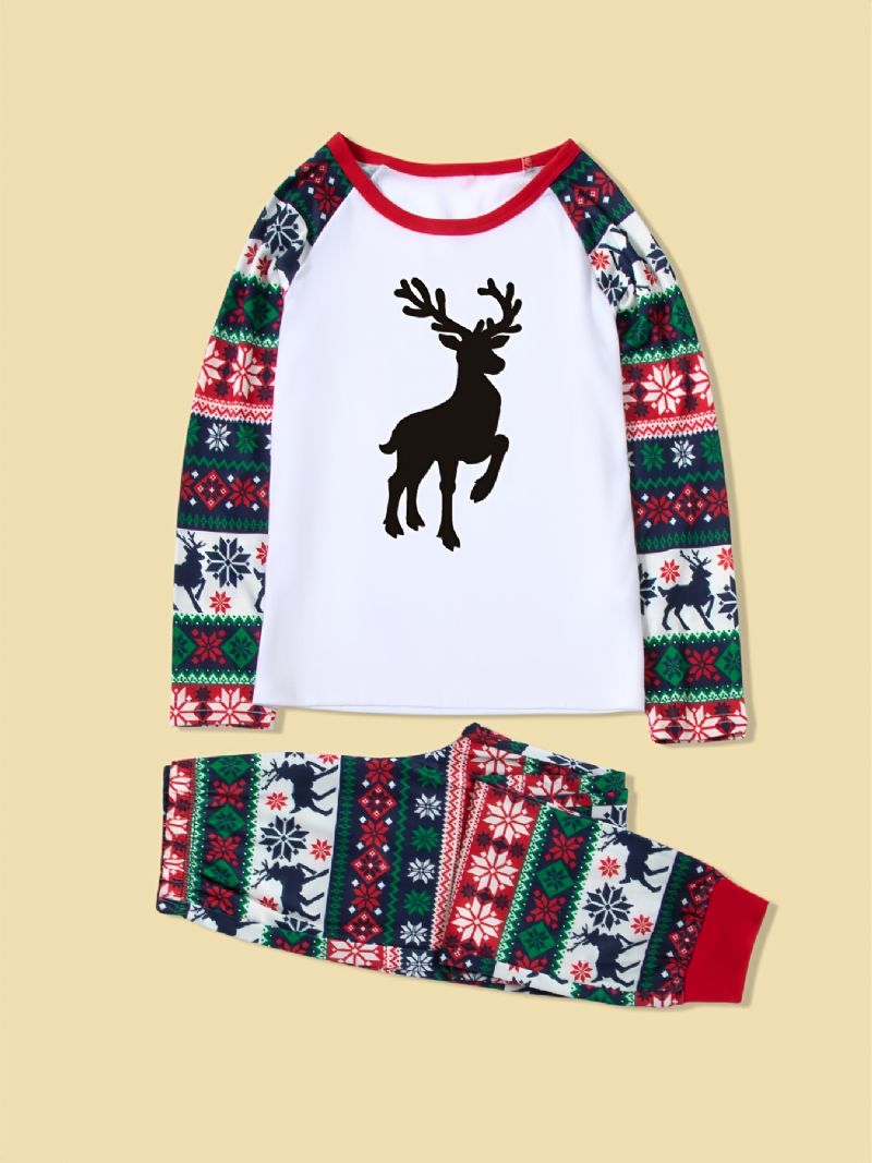 Juleforeldre-barn Uformelle Santa Elg Print Pyjamas Sett