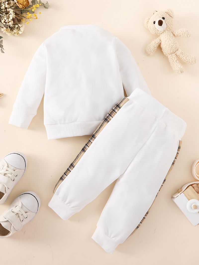 Newborn Baby Langermet Sweatshirt Topp + Bukser Med Bjørnemønster Sett For Gutter Jenter Spedbarn Babyklær