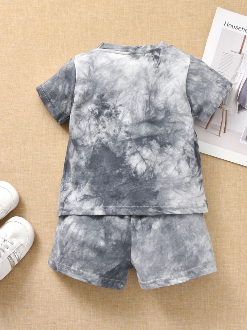 Småbarn Baby Gutt Jente Tie Dye Kortermet Skjorte Topp+ Shorts Klær Sett Sommerantrekk