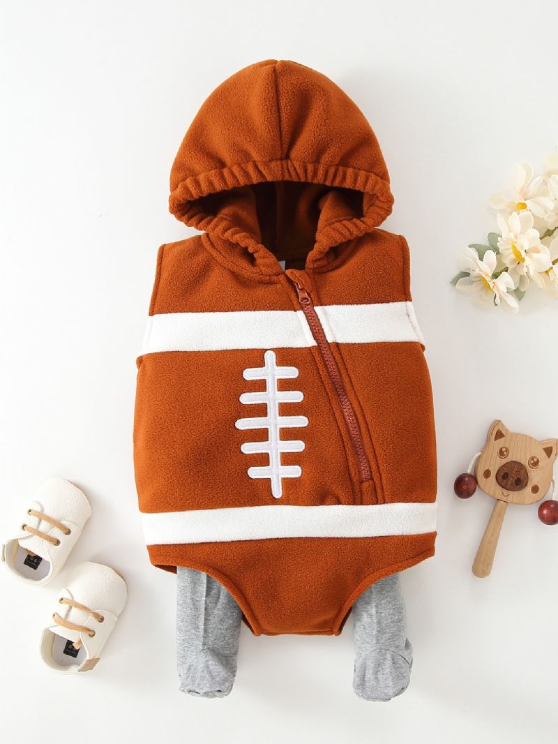 Småbarn Baby Gutter Ermeløse Hetter Bodysuit Onesie & Sokker Fotballspiller Kostyme