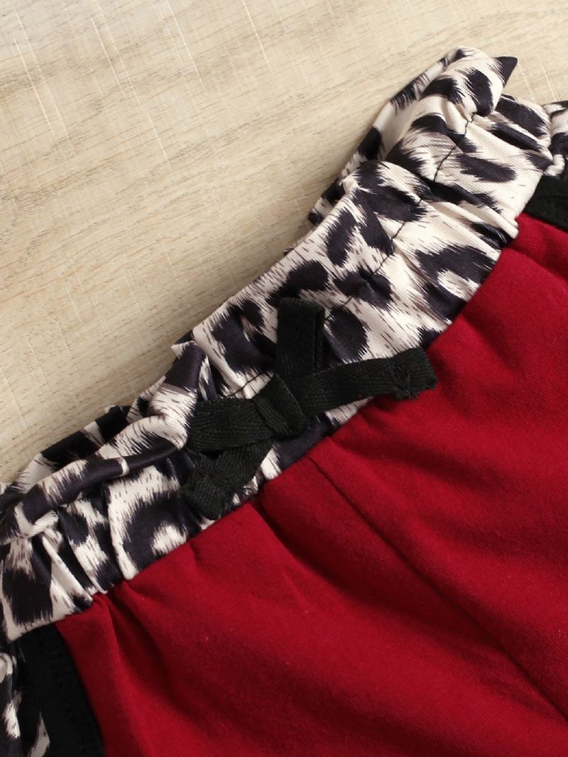 Småbarn Jenter Patchwork Red Leopard Shorts Sett