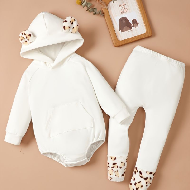 Spedbarn Baby Jenter Bodysuit & Strømpebukse Sett Med Leopard Print For Høst Vinter Ny