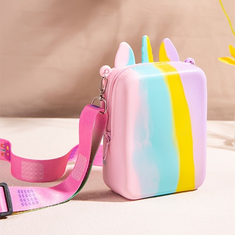 Jenter Silikon Søt Unicorn Messenger Bag Myntpung Barnekompresjon Pop Fidget Leker