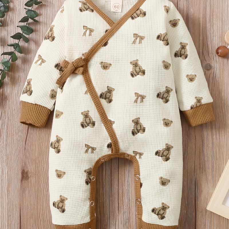 Baby Gutter Jenter Jumpsuits Med Bear Print Dekor