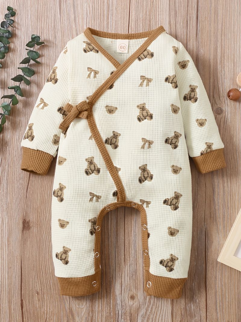 Baby Gutter Jenter Jumpsuits Med Bear Print Dekor