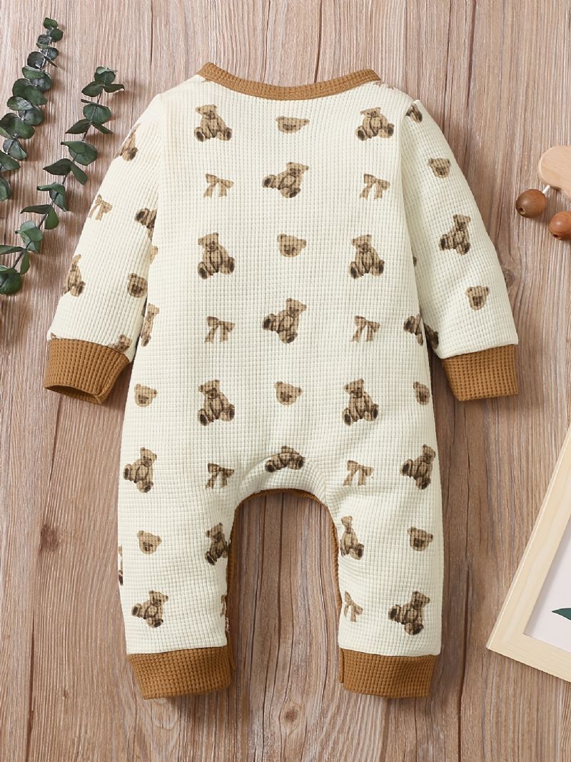 Baby Gutter Jenter Jumpsuits Med Bear Print Dekor