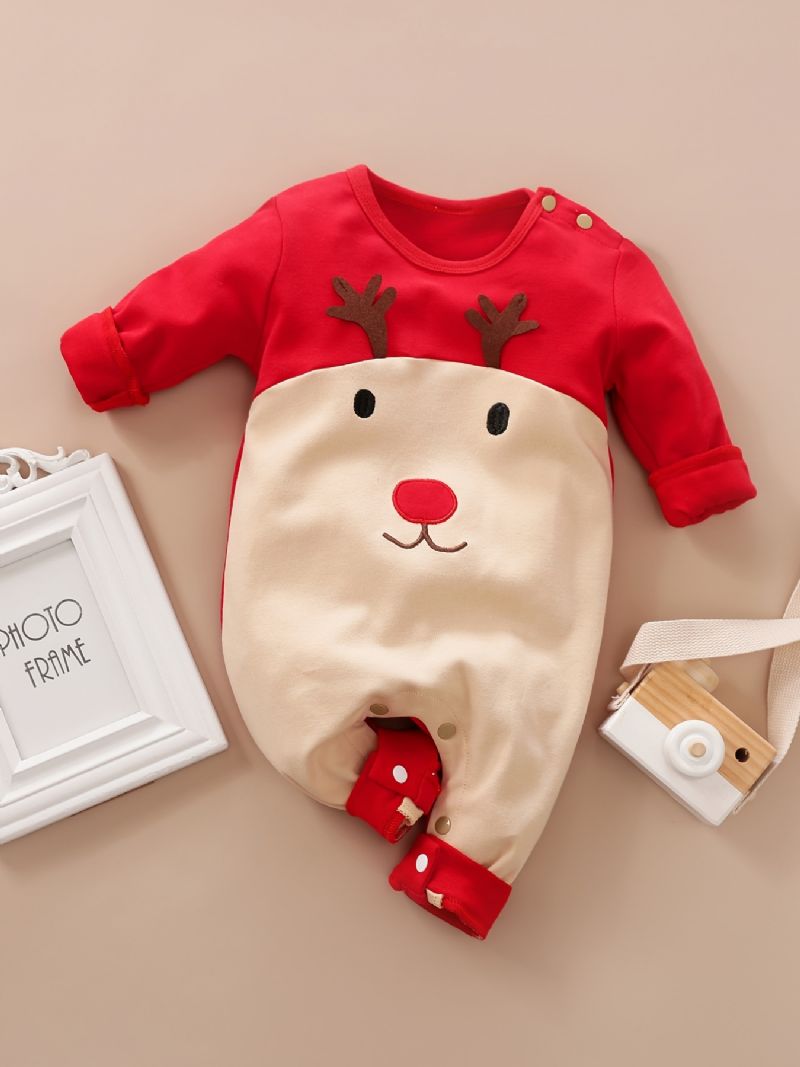 Baby Gutter Jenter Jumpsuits Med Elg Design Til Jul