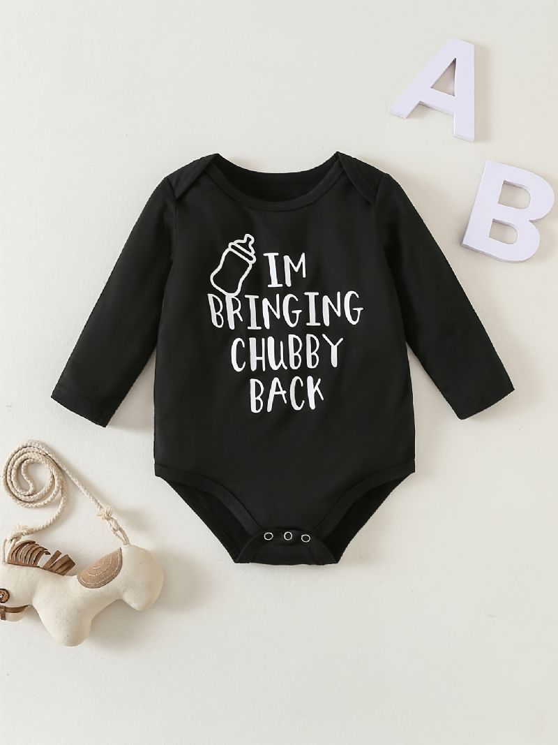 Baby Gutter Jenter Rund Hals Langermet Romper Bodysuit Onesie Jumpsuit Babyklær