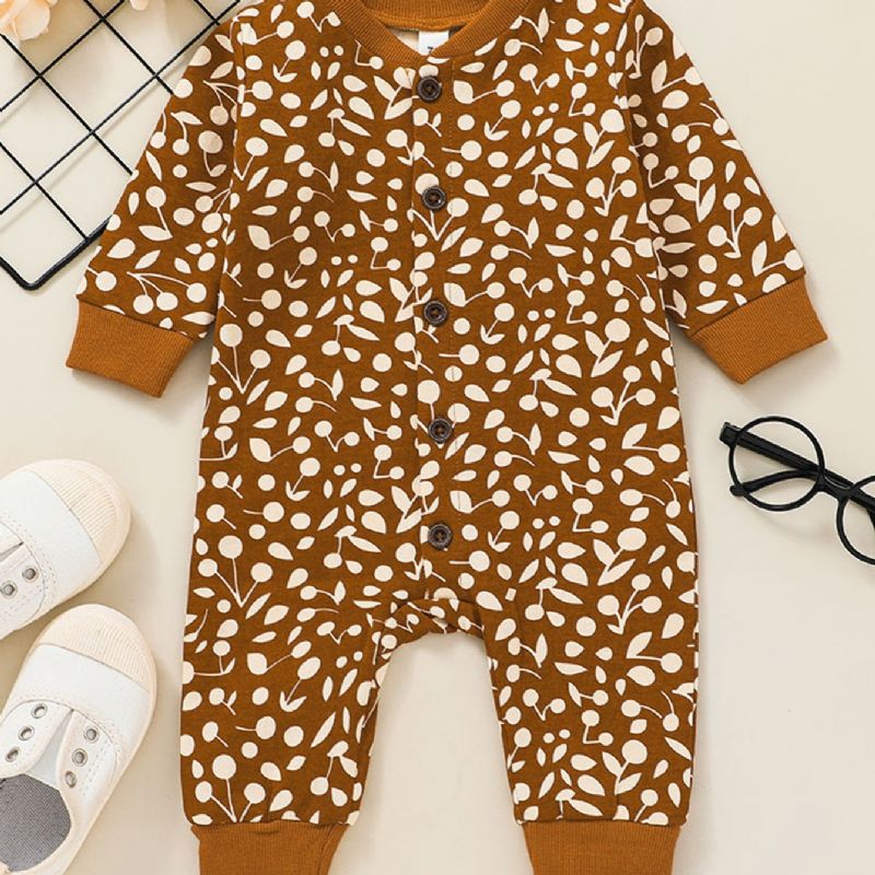 Baby Jenter Bomull Langermede Bukser Jumpsuits Med Trykk Til Vinter