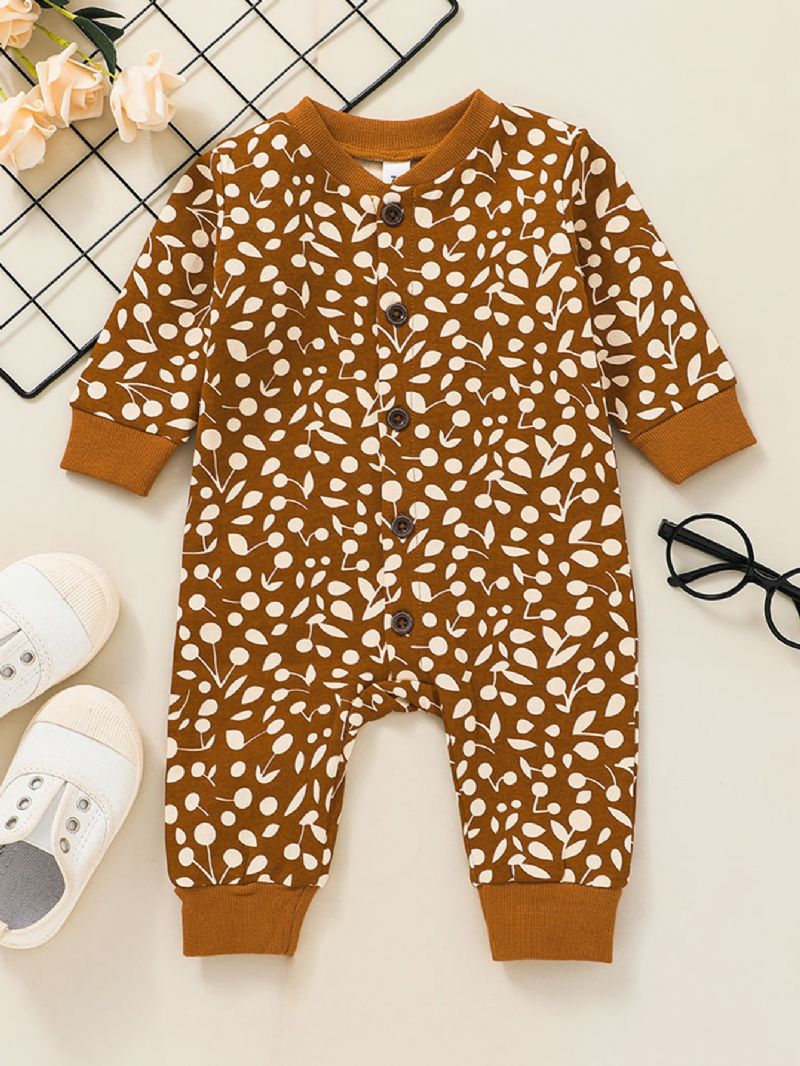 Baby Jenter Bomull Langermede Bukser Jumpsuits Med Trykk Til Vinter