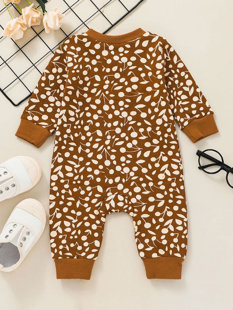 Baby Jenter Bomull Langermede Bukser Jumpsuits Med Trykk Til Vinter