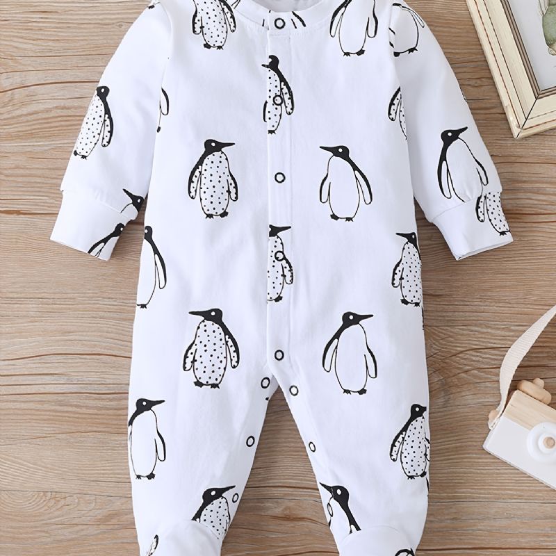 Baby Jenter Footies Penguin Print Rompers Jumpsuits