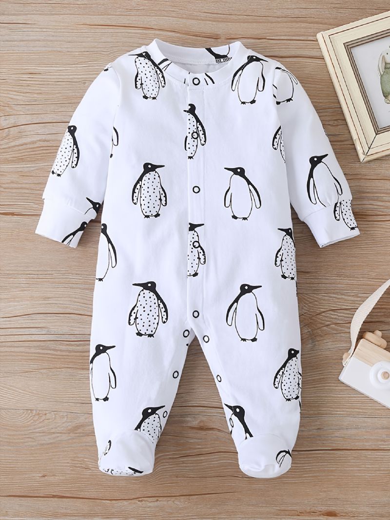 Baby Jenter Footies Penguin Print Rompers Jumpsuits