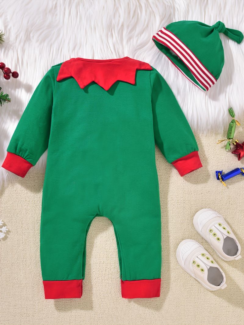 Baby Jenter Gutter Bomull Jumpsuits & Hatt Sett Til Jul