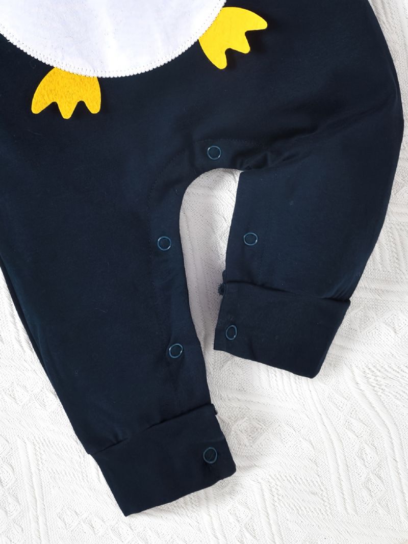 Baby Jenter Hette Jumpsuits Med Tegneserie Pingvin Design