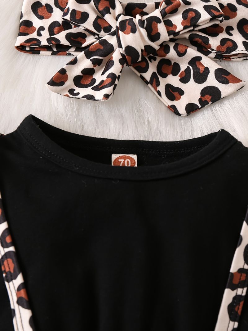 Baby Jenter Leopard Mønster Jumpsuit Ruffle Langermet Onsie Klær