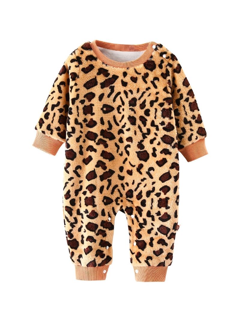 Baby Jenter Leopardmønster Jumpsuit Bomull Langermet Onsie For Vinter Babyklær