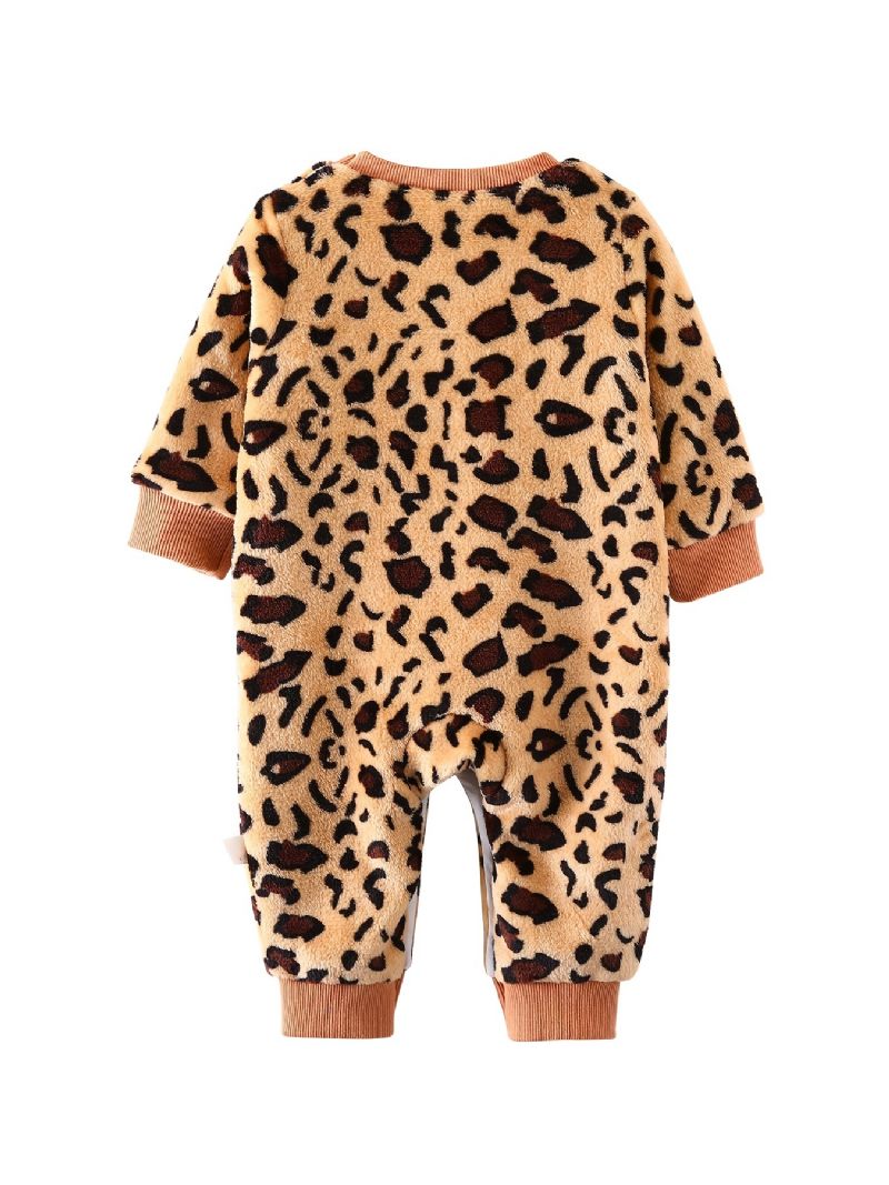 Baby Jenter Leopardmønster Jumpsuit Bomull Langermet Onsie For Vinter Babyklær