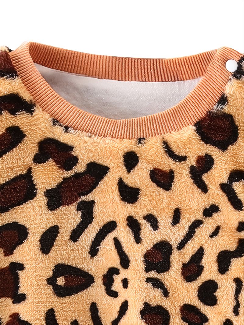 Baby Jenter Leopardmønster Jumpsuit Bomull Langermet Onsie For Vinter Babyklær