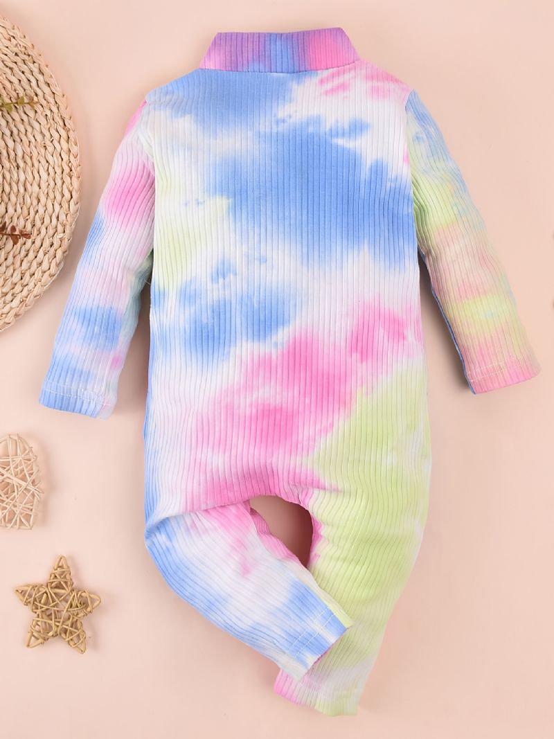 Baby Jenter Ribbed Tie Dye Langermet One Piece Jumpsuit Romper