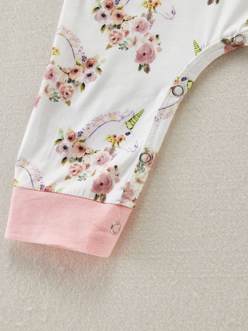 Baby Jenter Unicorn Blomstertrykt Volanger Jumpsuit