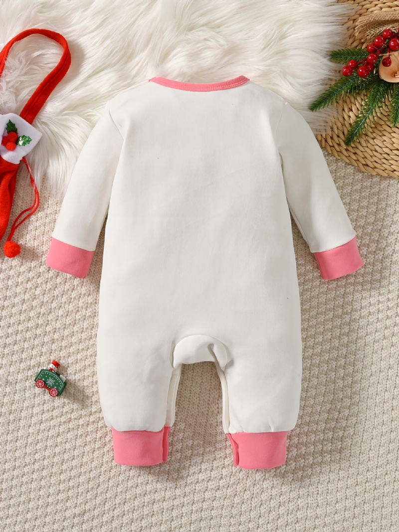 Baby Romper Snowman Print Langermet Rundhals Jumpsuit Jenter Gutter Barneklær